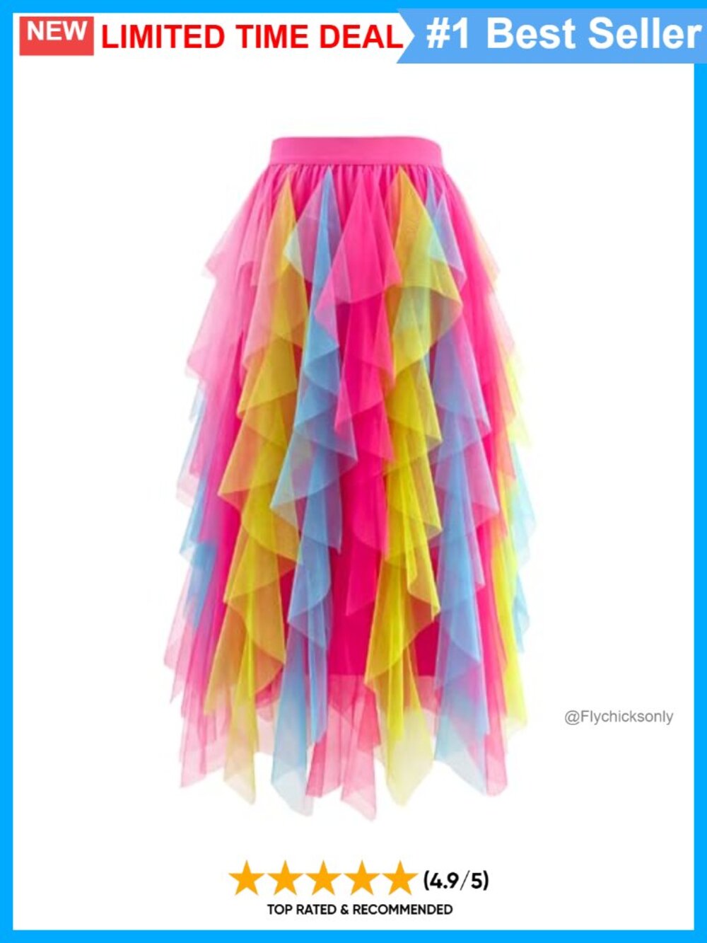 Women's Tiered Tulle A-Line Maxi Skirt Elastic Waist Flowy Fairy Style